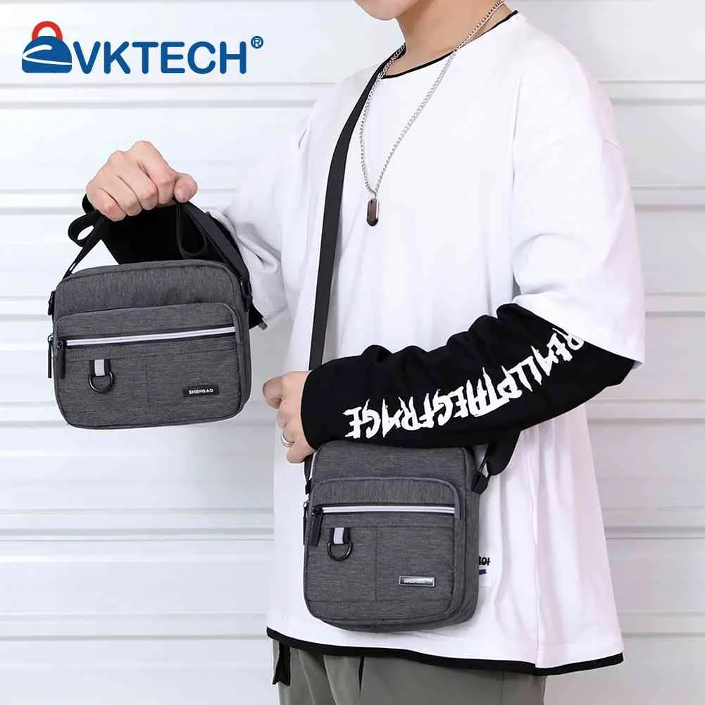 

Casual Men Shoulder Bags Zipper Pocket Crossbody Bag Waterproof Phone Pouch Reflective Strip for Work Travel for Business Daily