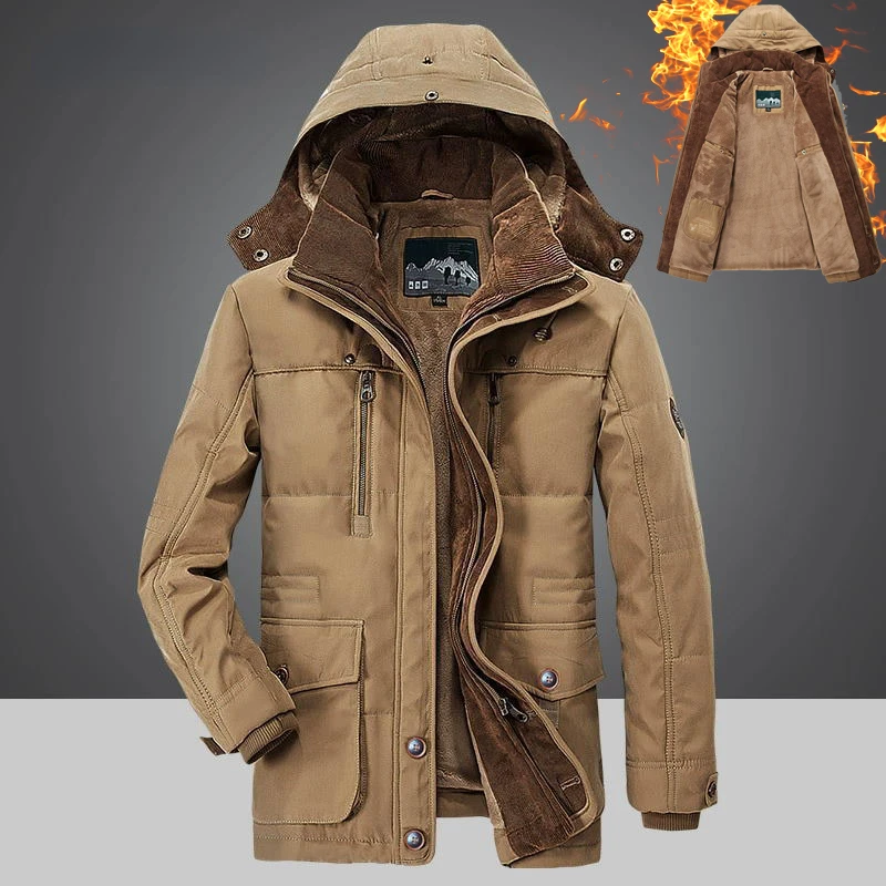 

Winter Men Hooded Parkas Fur Linner Thicken Jacket Male Casual Overcoat Hat Detachable Coats Man Jaqueta Masculina Plus Size 4XL