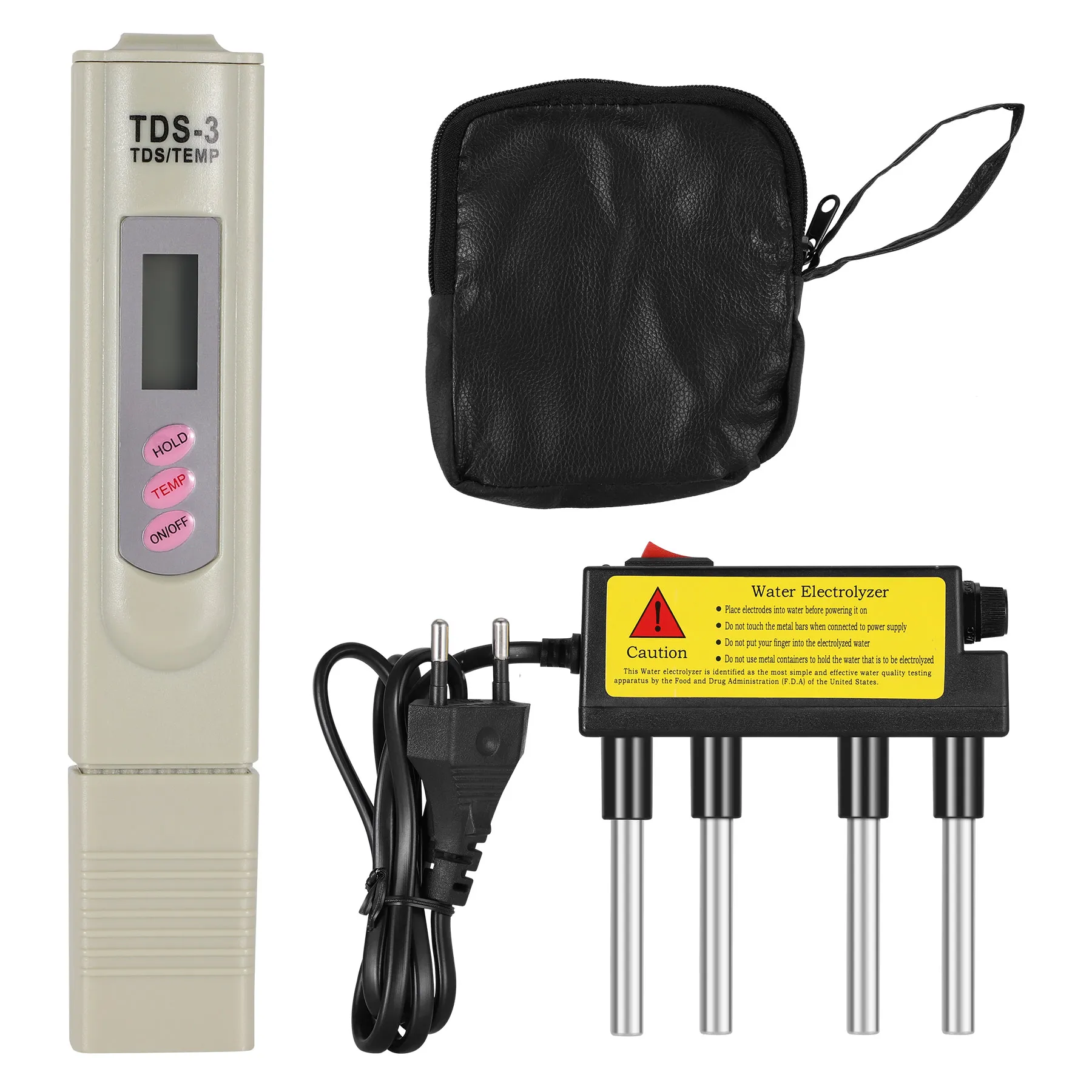 

Drinking Water Electrolyzer LCD Display 50Hz Fast Testing Tester Aquarium Swimming Pool Testing Pen with Bag EU Plug