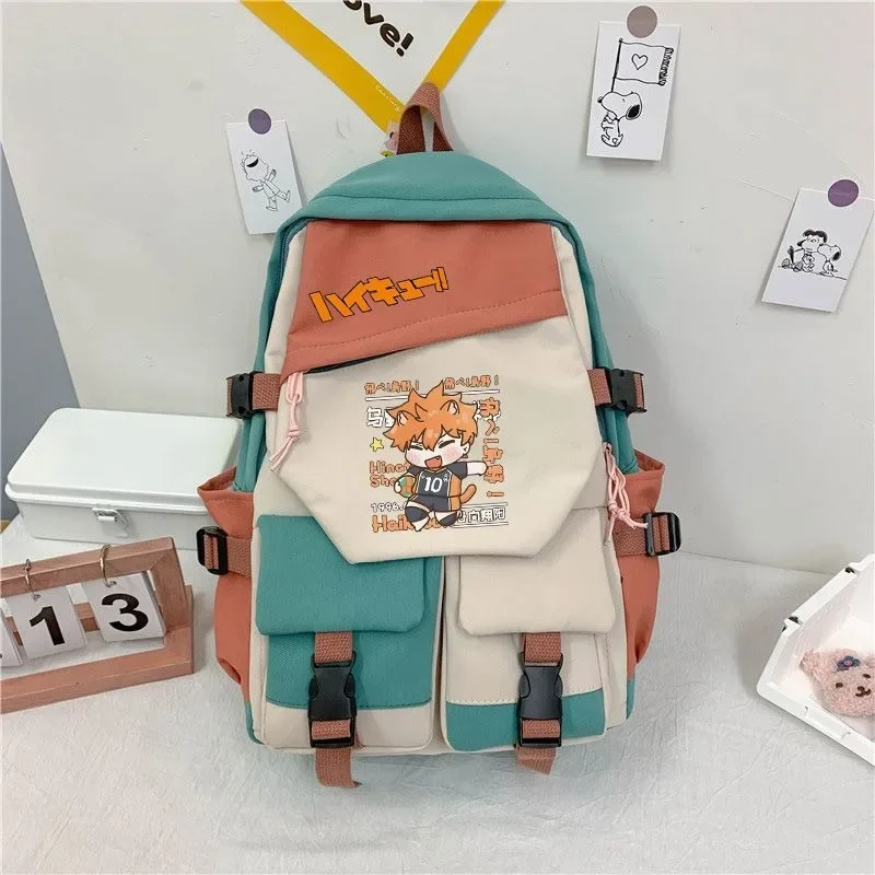 волейбол аниме Ookami to Koushinryou рюкзак 32 × 46 14 см черный синий зеленый красный Haikyuu