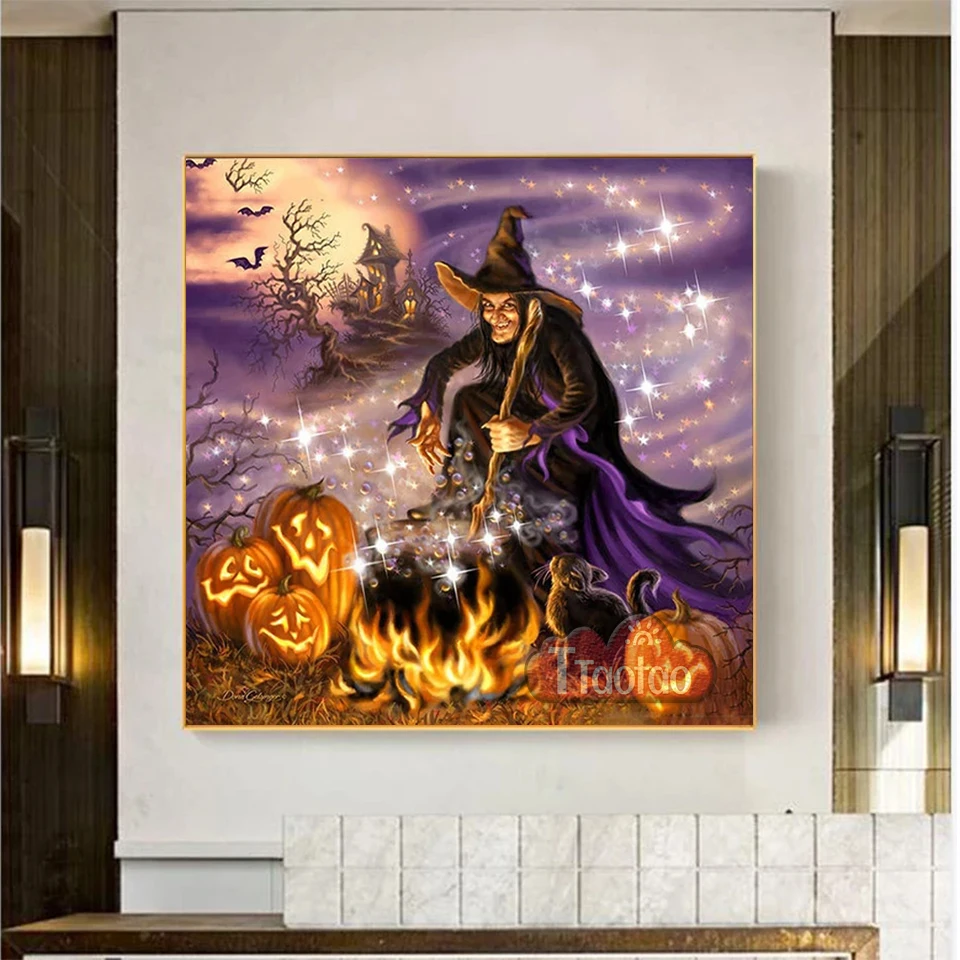 Хэллоуин ведьма Тыква полная квадратная круглая вышивка 5D мозаика алмазная