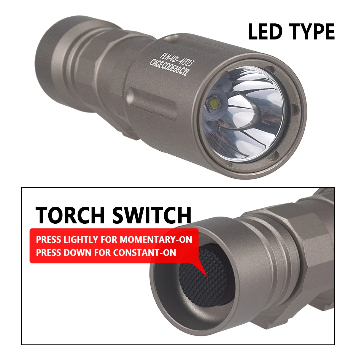 Фото Тактический фонарь PLH-V2 Scout Light 1300 люмен, металлический фонарь PLHv2, мощный светодиодный фонарь для 20-мм планки Пикатинни, для охоты и страйкбола. №4