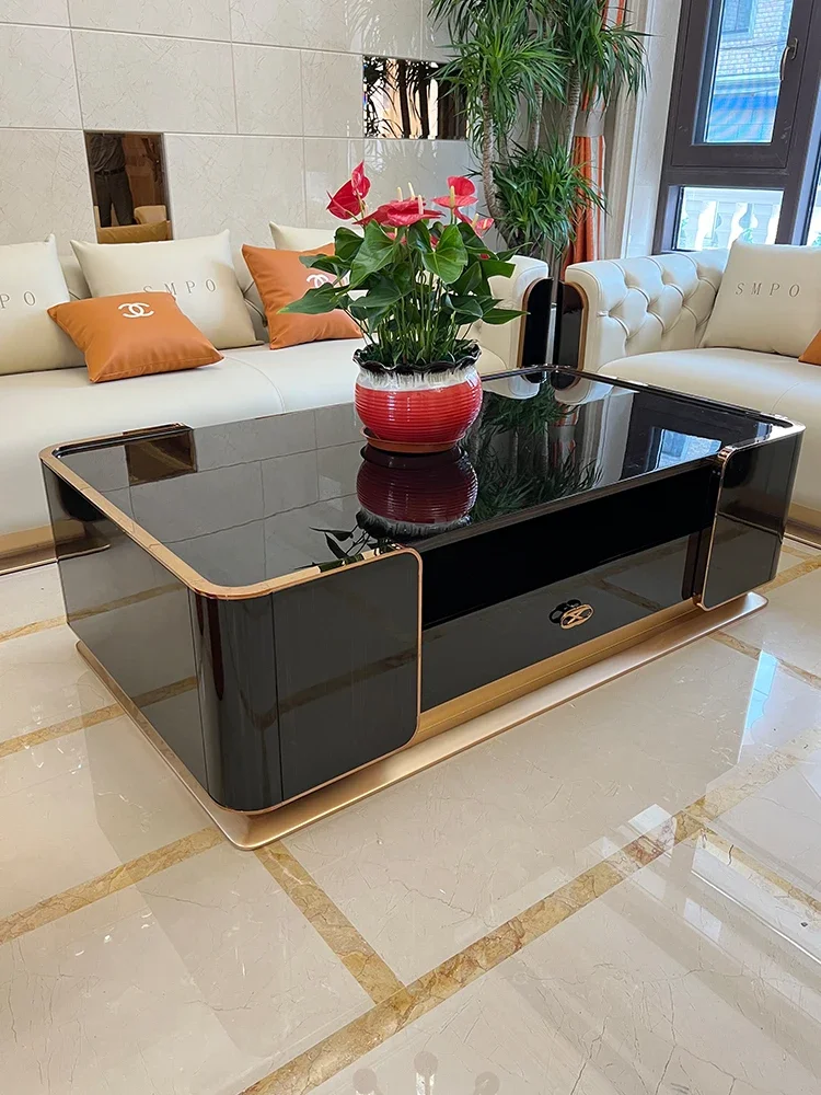 Итальянский роскошный длинный чайный столик из массива дерева тумба для