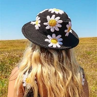 womens crochet bucket hat handmade floral knitted cap fisherman hat summer trendy outdoor wide brim sun bali cap 2022 fashion