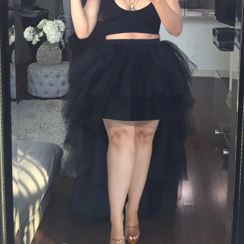

Plus Size Skirt High Waist Stitching Sexy Perspective Mesh Party Puffy Skirt Cake Skirt Large Women's Skirt
