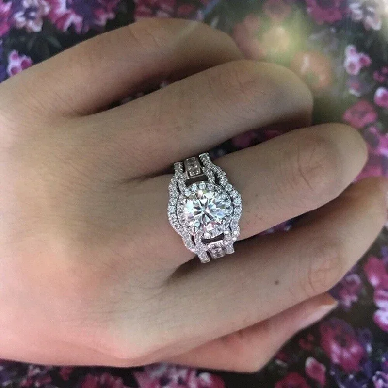 Новый модный комплект из 3 предметов серебряного цвета женские кольца