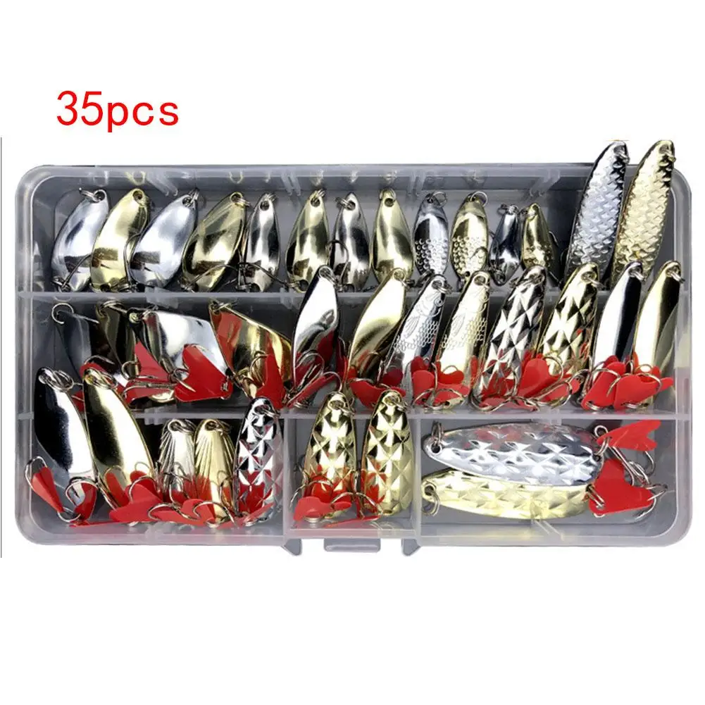 

10/25/35 Pcs Metal Jig Spoon Fishing Lure Set Sequin Kit Bait Fishing Tackle Wobblers Artificial Bait Attractive To Attract Fish