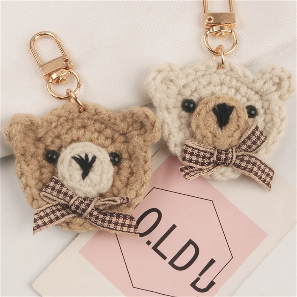 

Fashion Knit Bear Keychain Cute Thread Woven Animal Keyring Bag Pendant Earphone Case Charms For Women Souvenir Party Gifts