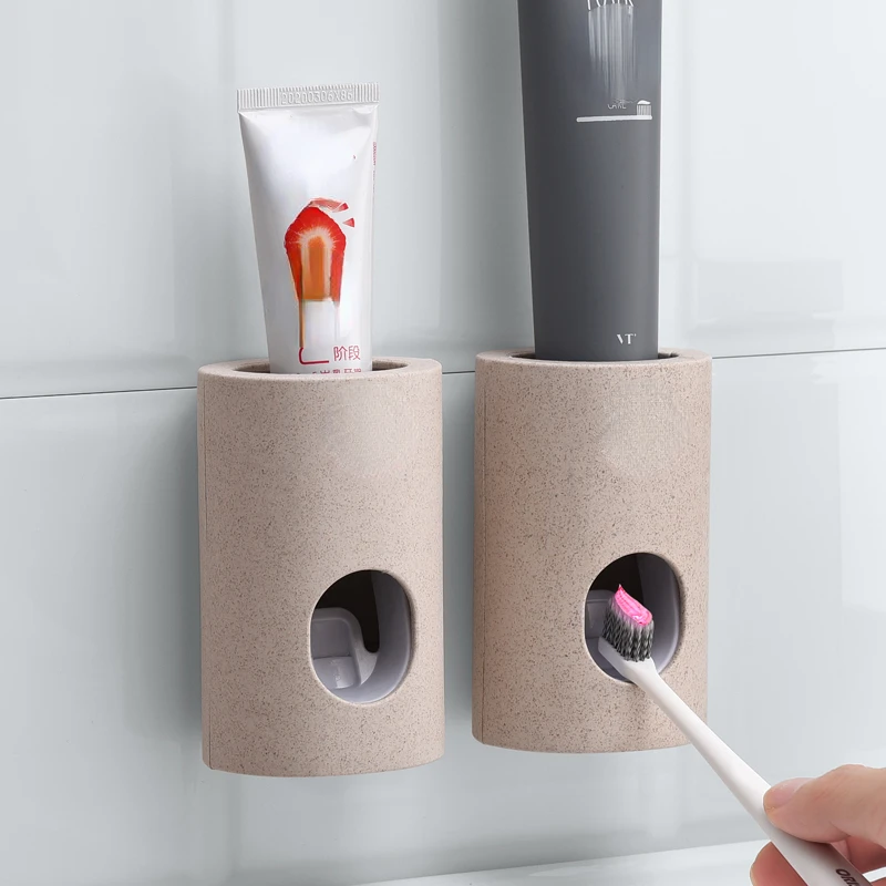 

2023NEW Automatic Toothpaste Dispenser Toothbrush Holder Wall Mount Toothpaste Squeezer Storage Rack Bathroom Accessories Set