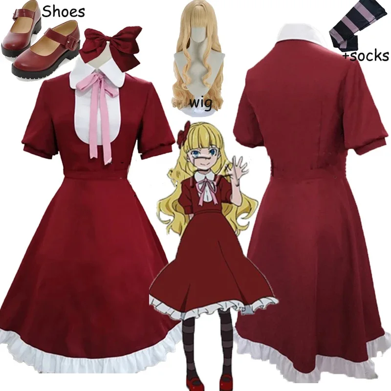 

Anime Bungo Stray Dogs Alice cosplay costume Red dress Uniform Costumes Clothes Cosplay Wig Shoes sock For Women Girls Halloween