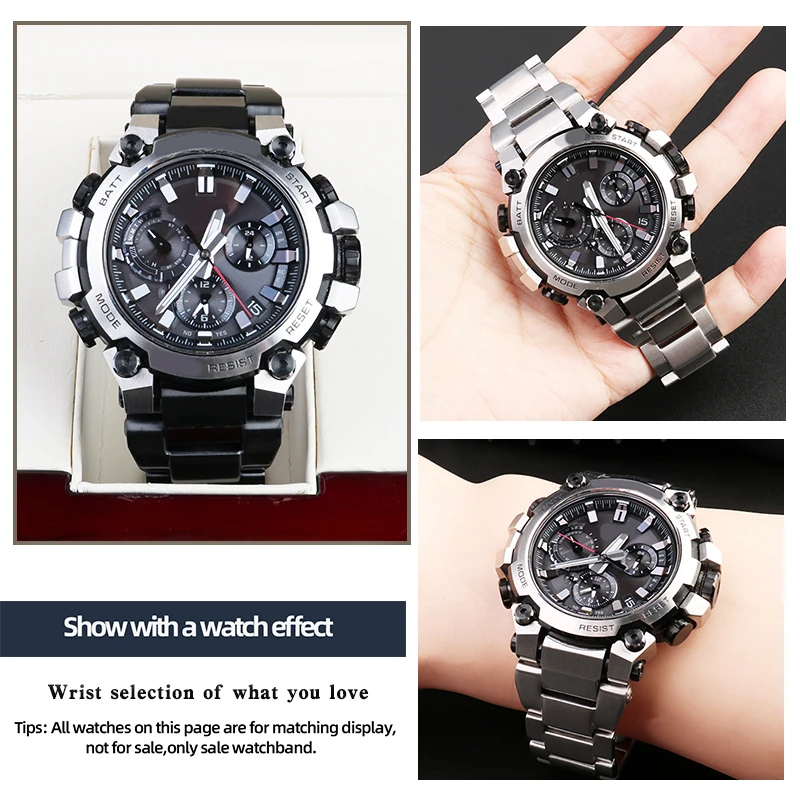 Стальной ремешок MTG-B3000 для часов Casio G-shock 5672 MTGB3000, быстросъемный металлический браслет, водонепроницаемый, черныйсеребристый. (art.: 3920dcc0dc6cf) - 3920dcc0dc6cf