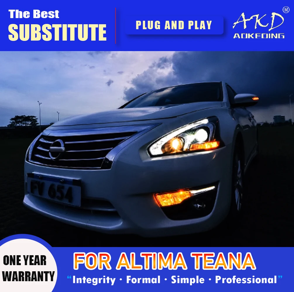 Фара AKD для Nissan Teana светодиодный, фара 2013-2017, фары Altima DRL, сигнал поворота, фара дальнего света, линза проектора Angel Eye (art.: 3920ca069052f) - 3920ca069052f