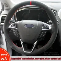 Non-slip Durable Black Suede Leather Car Steering Wheel Cover Wrap For For Ford Mondeo 2014-2020 Edge Galaxy S-Max 2015 - 2020