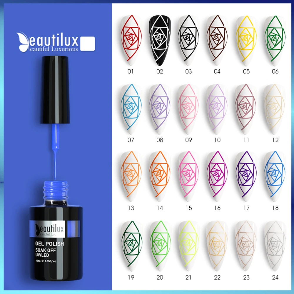Beautilux 1pc Nail Art Line Polish Gel Kit For UV/LED Paint Nails Drawing Polish Lacquer DIY Painting Varnish Liner Gel Tool