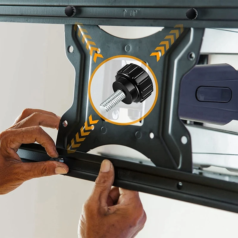 M4 X 10 Mm Carbon Steel Threaded Knurled Thumbscrew Screw On Knobs Grips Black Round Clamping