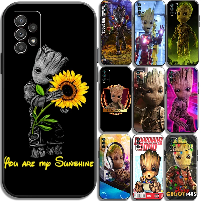 

Marvel Groot Cartoon Phone Cases For Xiaomi Redmi Note 10 10S 10 Pro POCO F3 GT X3 GT M3 Pro X3 NFC Back Cover Coque Carcasa