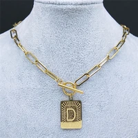 stainless steel d letter chain necklace for women gold color geometry choker necklaces jewelry colgante nxh2001s06