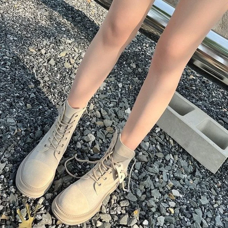 Platform Women Casual Chelsea Ankle Boots Autumn Winter New Trend Low Heels Shoes 2022 Fashion Women Motorcycle Lace Up Boots