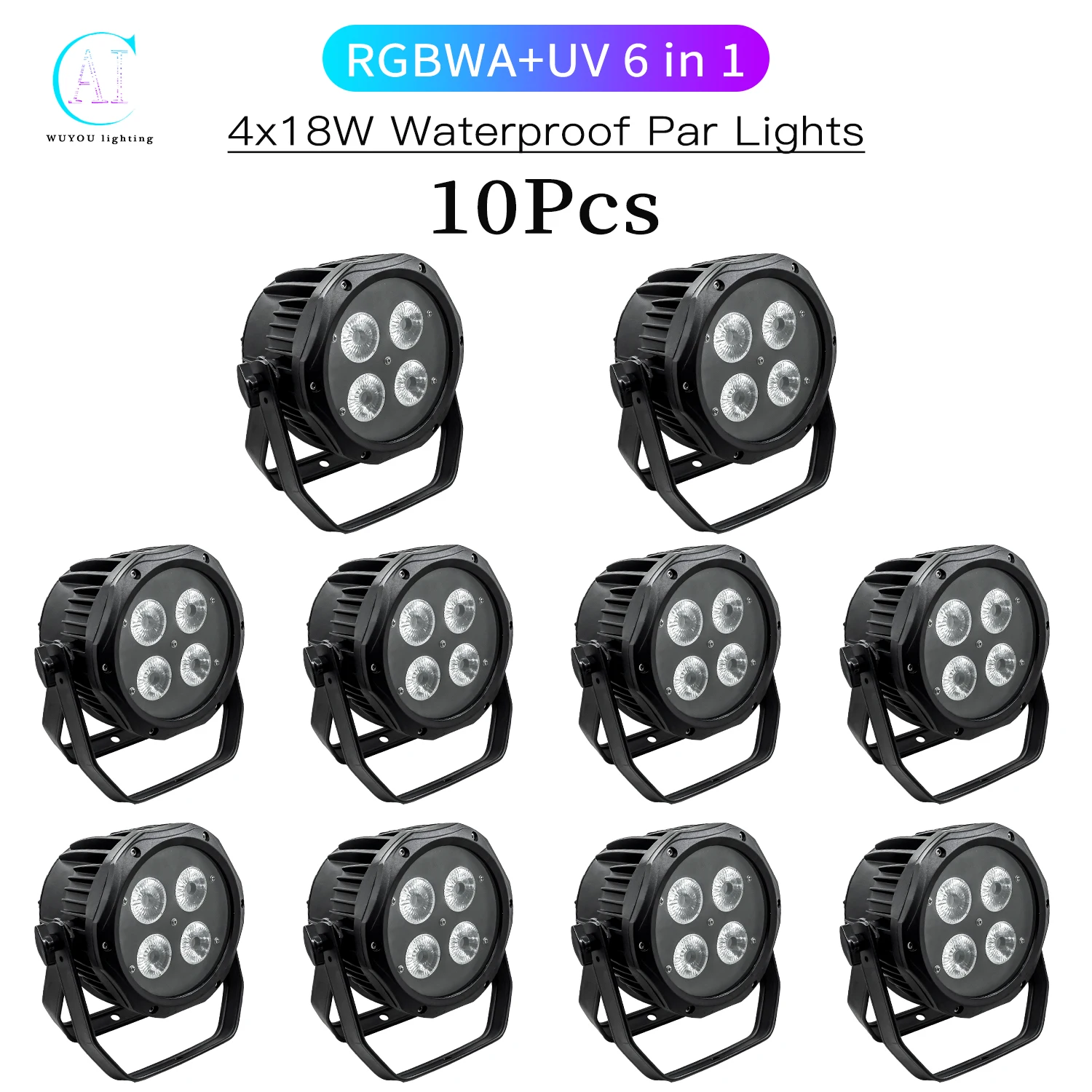 

10Pcs/Lots Waterproof Stage Light 4x18W RGBWA+UV 6 in 1 LED Par Light DMX Control DJ Disco Equipment Outdoor Show Lighting