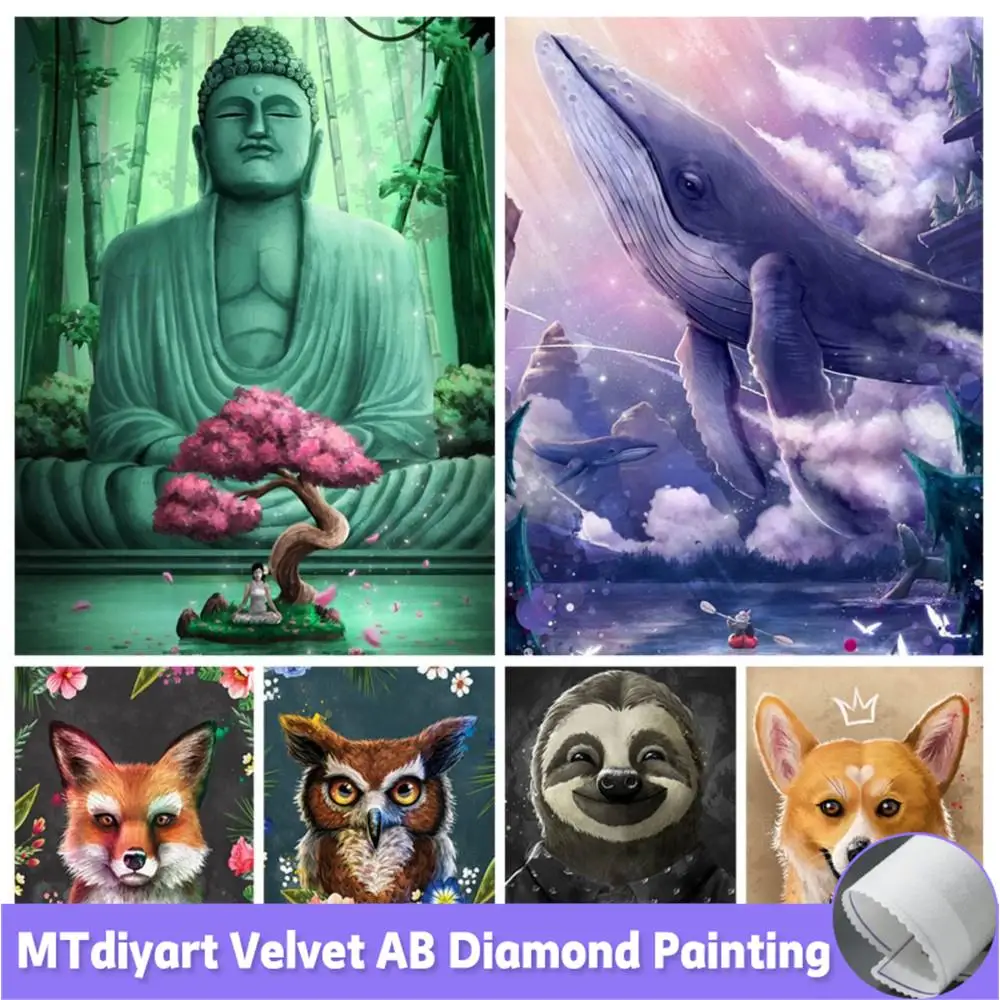 5D алмазная живопись PoP Art Будда Кит животное Набор для вышивки крестиком Алмазная