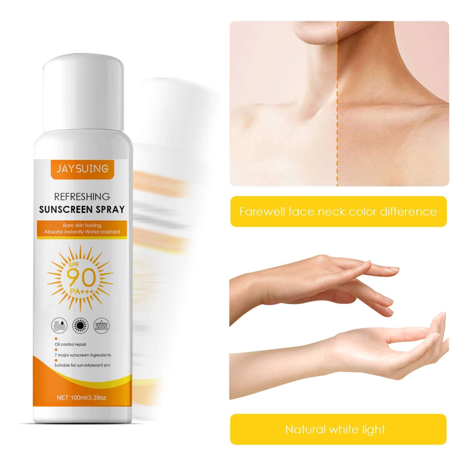 

Sunscreen Spray Moisturizing Light and Refreshing Waterproof Summer Outdoor for Beach Sport Isolation UV Spray SPF 90 PA ++++