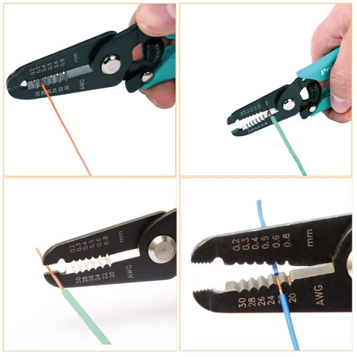 Original Pro'sKit 8PK-3001D(AWG30/28/26/24/22/20) 8PK-3002D (AWG20,18,16,14,12,10) Precision Electronic Wire Stripper Tool