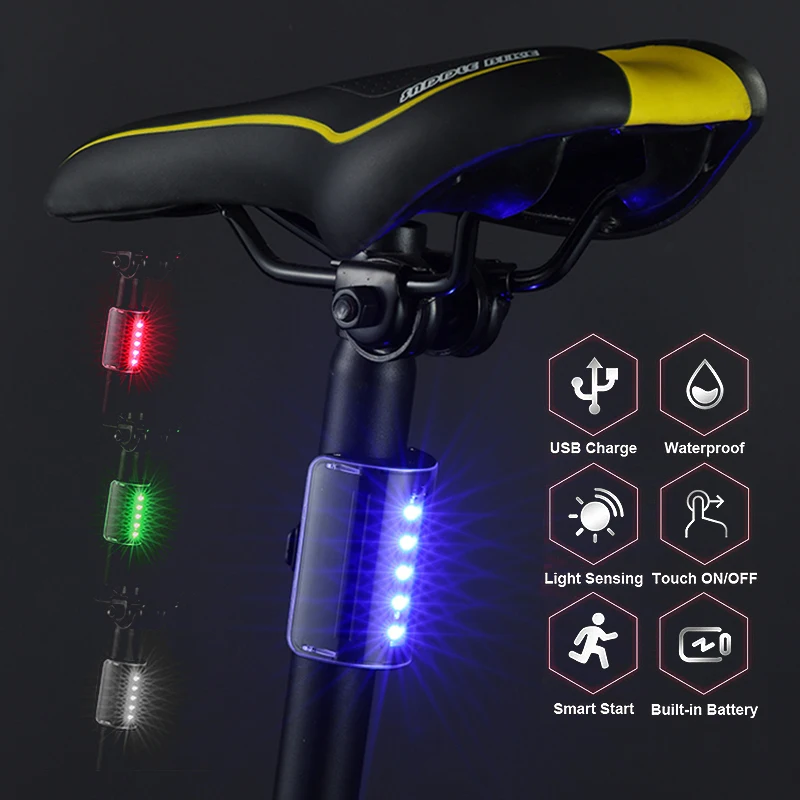 Велосипедный задний фонарь с умным датчиком водонепроницаемый светодиодный для