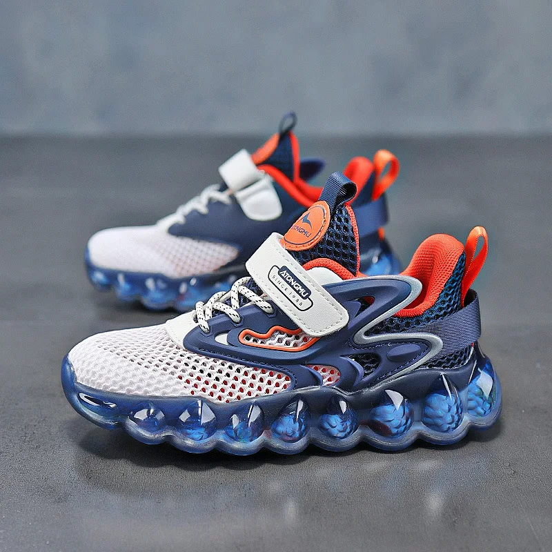 

Детская сетчатая обувь, новинка 2022, летние дышащие легкие кроссовки для мальчиков и девочек с одной сетчатой поверхностью, кроссовки с двой...