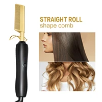 yukui 2 in 1 hot comb straightener electric hair straightener hair curler wet dry use hair flat irons hot heating comb for hair