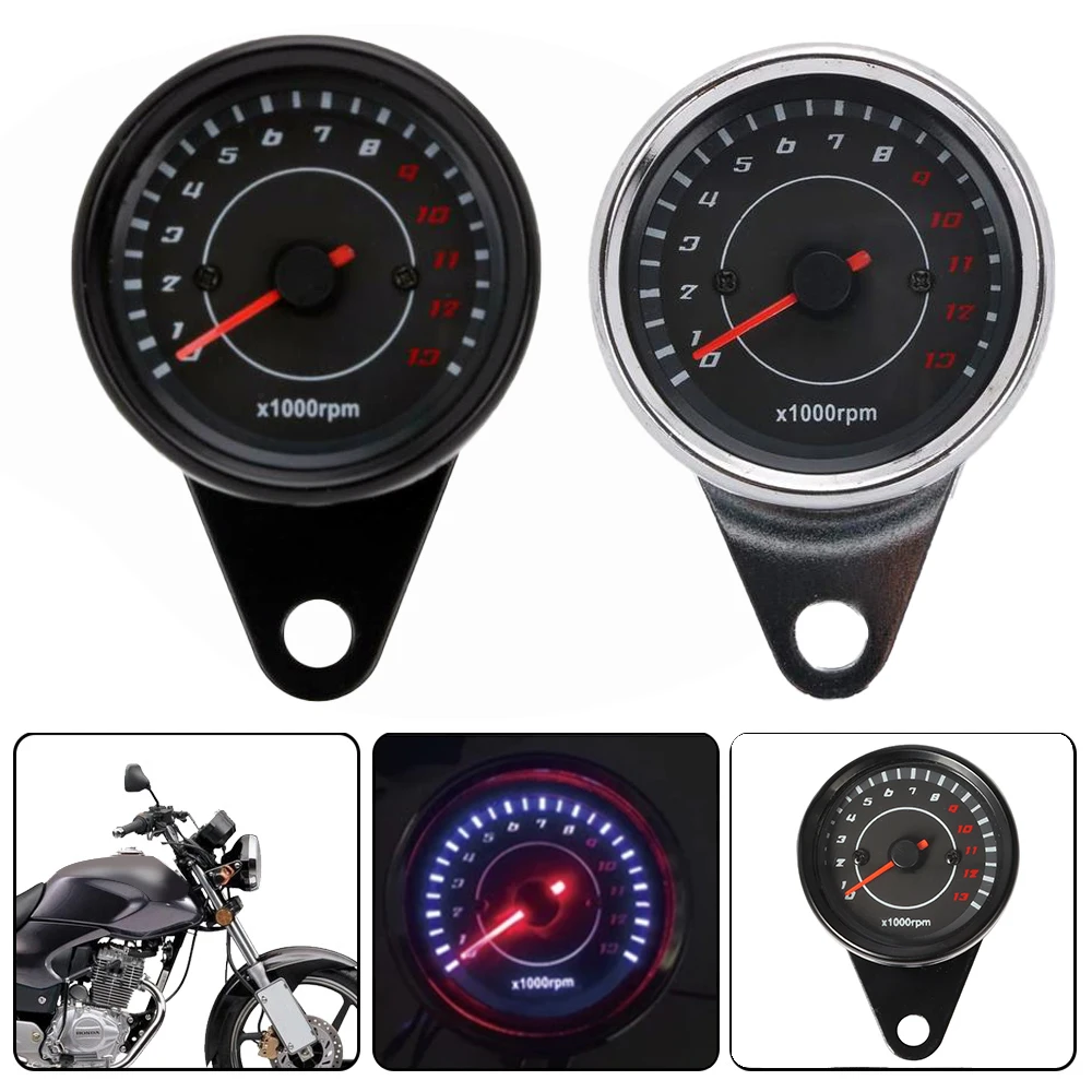 

DC 12V Universal Motorcycle Tachometer Electronic Tach Meter Speedometer Gauge LED Backlight 13000 RPM
