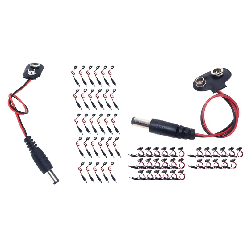 

30PCS 9V Battery Buckle With DC Head 5.5X2.1MM Power Connection Buckle Adapter