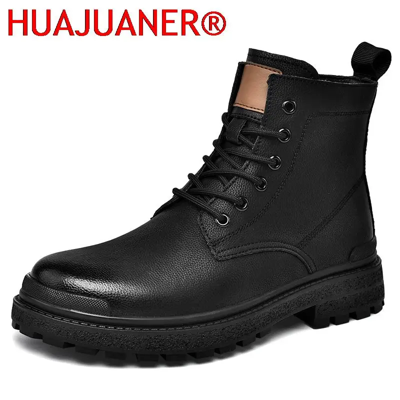 

Fashion Trend Men Boots Classic Outdoor Black Male Sneakers High Top Punk Mens Shoes Casual Leather Street Style Ankle Boots Men