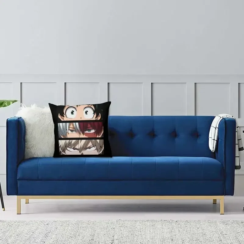 Аниме MHA Deku Todoroki Bakugo Квадратная Наволочка 40x40 См Хлопковая Декоративная Для