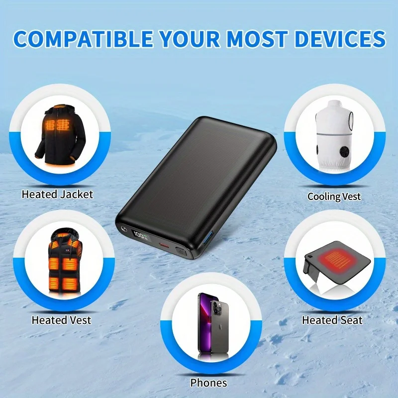 30000 мАч Power Bank DC7 4 В Внешний аккумулятор для куртки с подогревом жилета носков