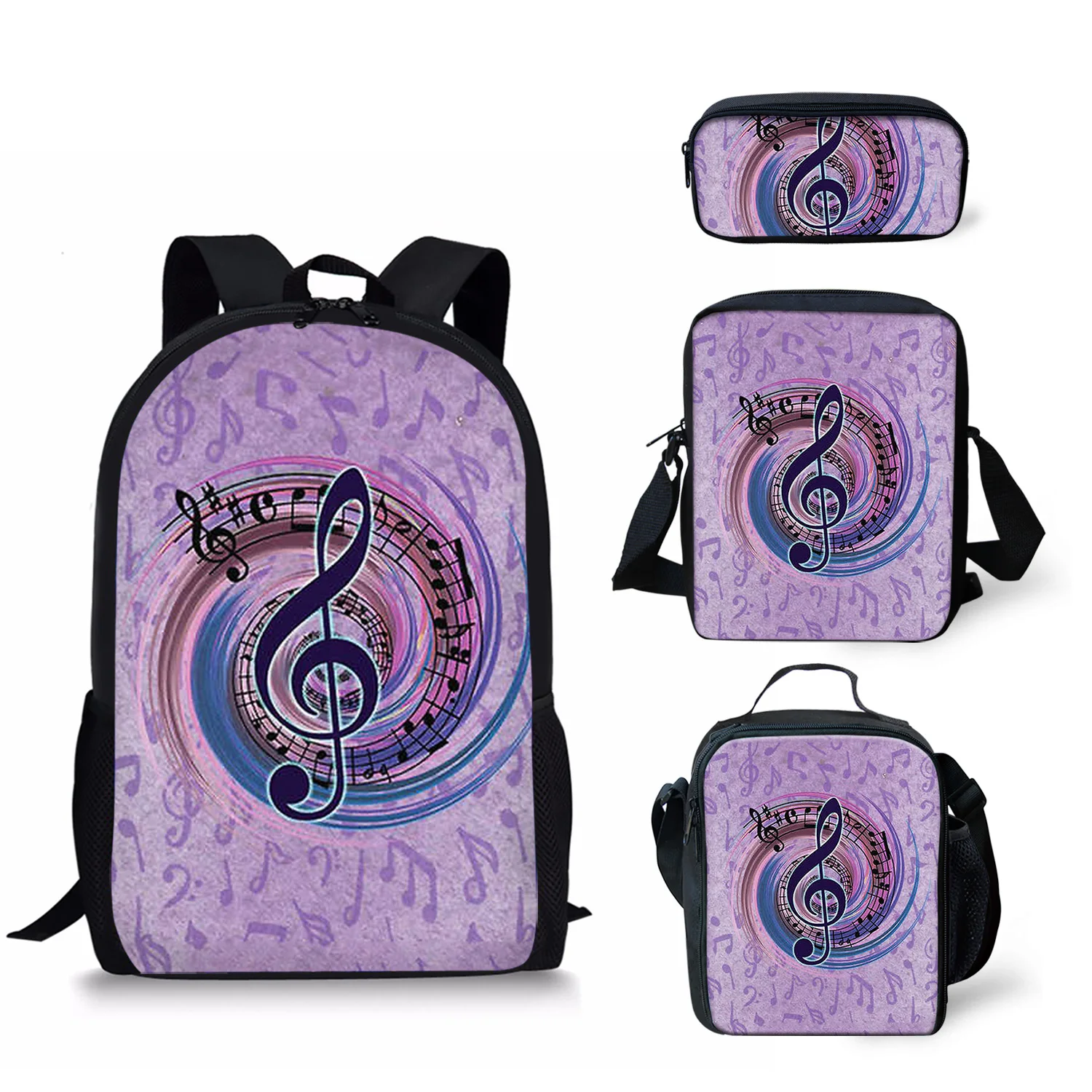 Школьные ранцы для девочек и студентов, рюкзак с принтом музыкальных нот, Разноцветные сумки для учебников, 4 шт./компл.