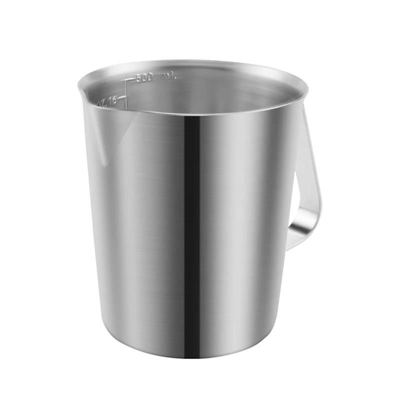 

Stainless Steel Measuring Cup With Handle And Pour Lip, Metal Pitcher 16OZ/500ML, Pitcher
