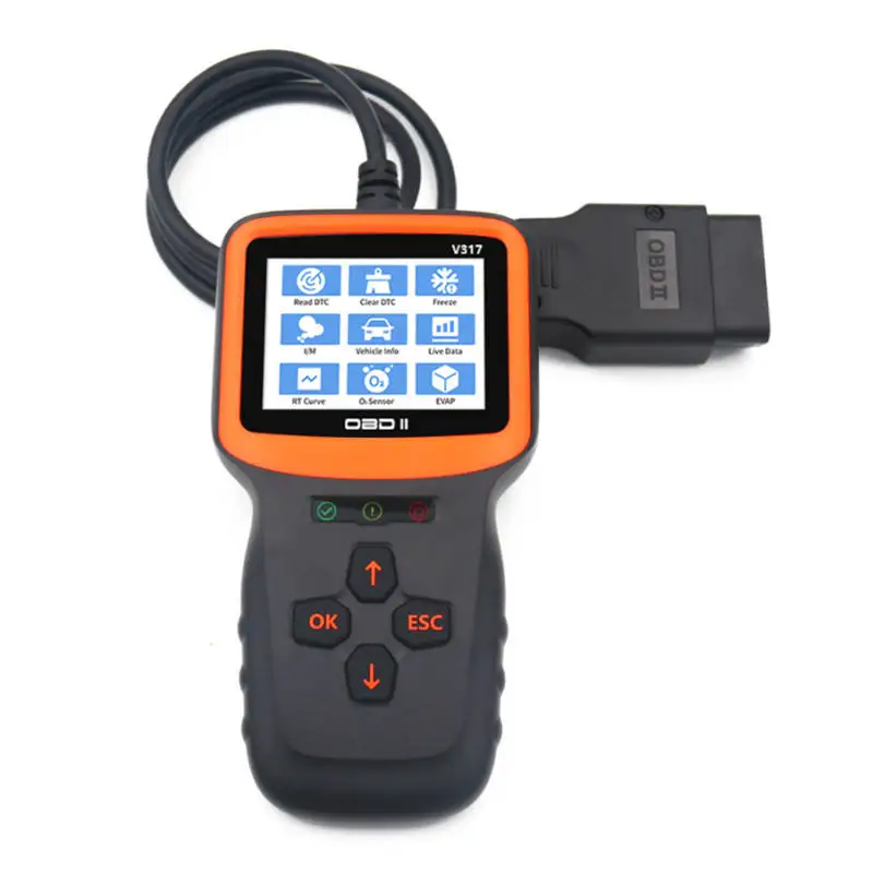 Фото Горячая Распродажа, новейший автомобильный сканер OBD2 V317, считыватель автомобильных кодов с цветным дисплеем, OBDII, диагностические инструменты для автомобилей для всех автомобилей №4