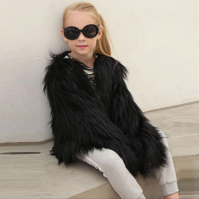 

2022 New Girls Fur Coat Jacket Cotton Solid Outwear Overcoat Warm Thicken Plus Velvet Winter Autumn Children's Clothes