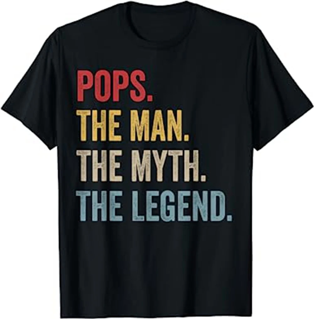 

POPS THE MAN THE MYTH THE LEGEND Father's Day Gift Grandpa Yk2 T Shirt for Men Tee Homme Top Camiseta