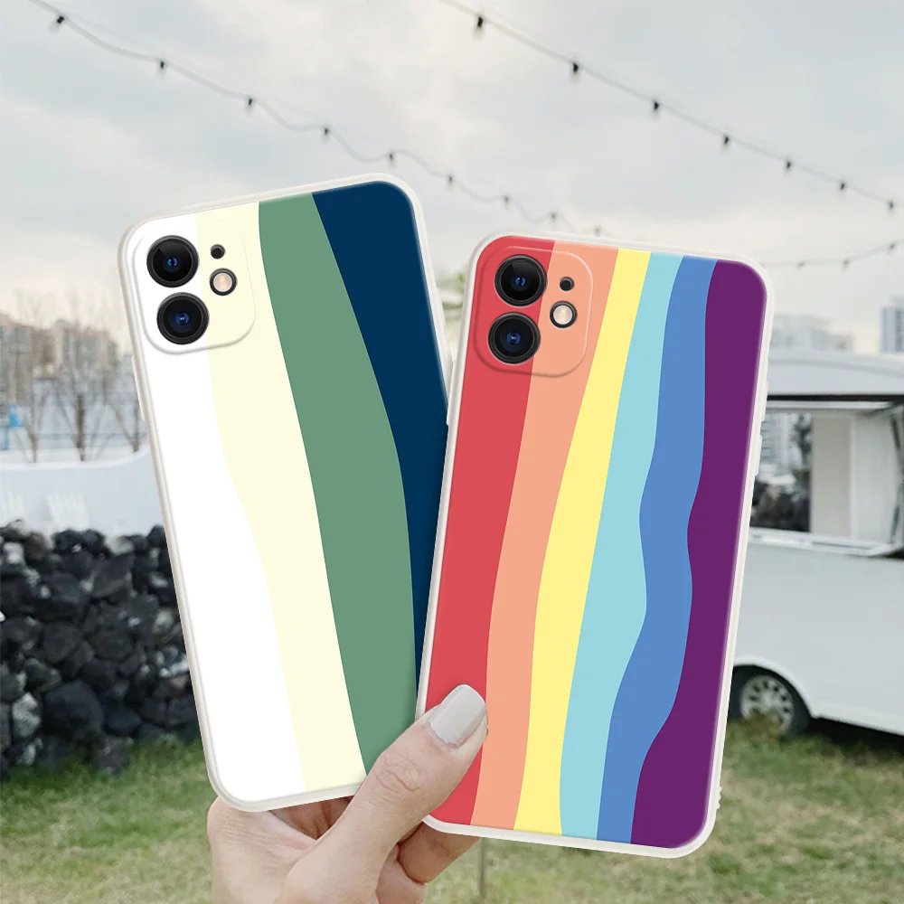 

Original stripe Phone Case For iPhone 11 12 13 14 Pro Max Mini SE 2020 X XR XS 7 8 6 6S 14 Plus Cover Silicone Shockproof Shell