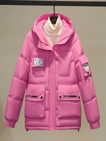 korean style 2023 winter jacket parkas women stand collar solid black white female down coat loose oversized womens short parka