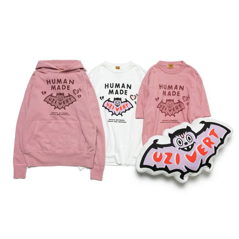 

HUMAN MADE Lil Uzi Vert Bat Gemstone Printing Pink Hoodie For Men Wome