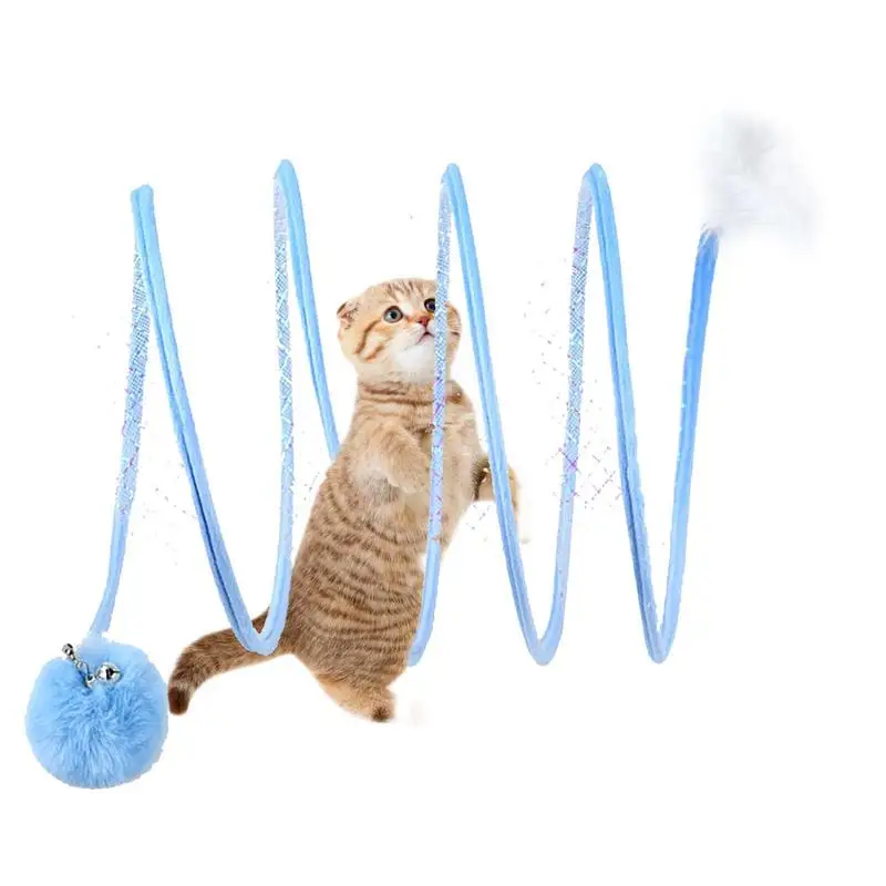 

S Shaped Cat Tunnel Tube Pet Collapsible Toy Folded Cat Tunnel Spring Toy For All Breeds Cats Kitten Puppy Rabbit Interactive To