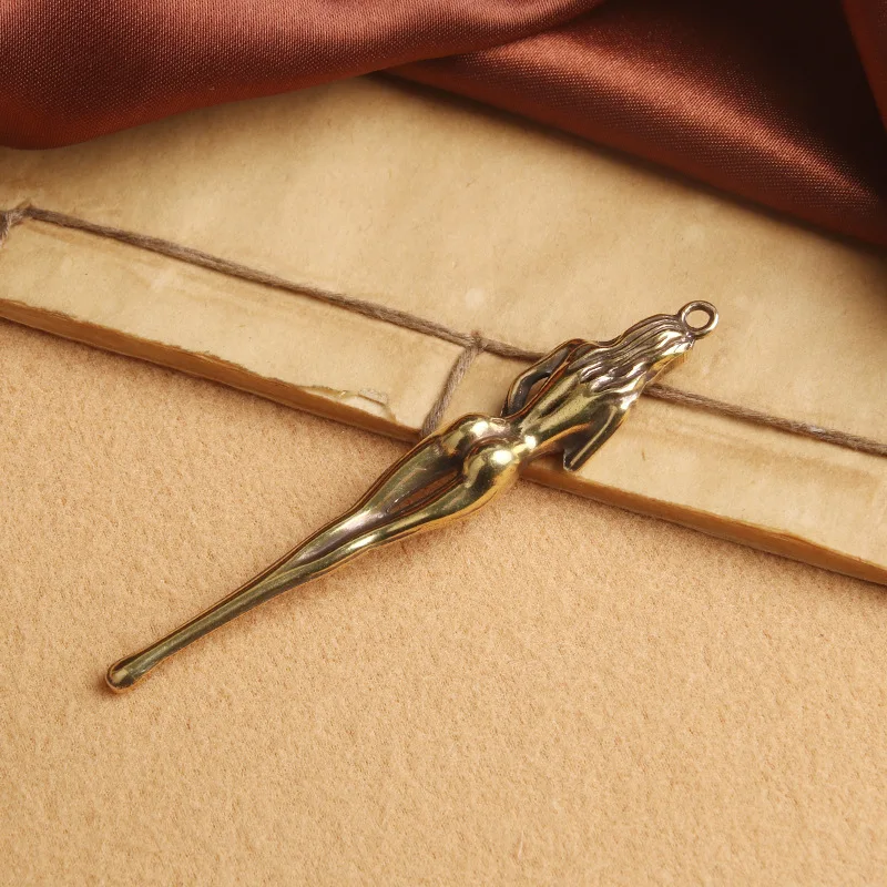 Чистая медь голая Женская фигурка ушной ложки подвески для брелока игрушка
