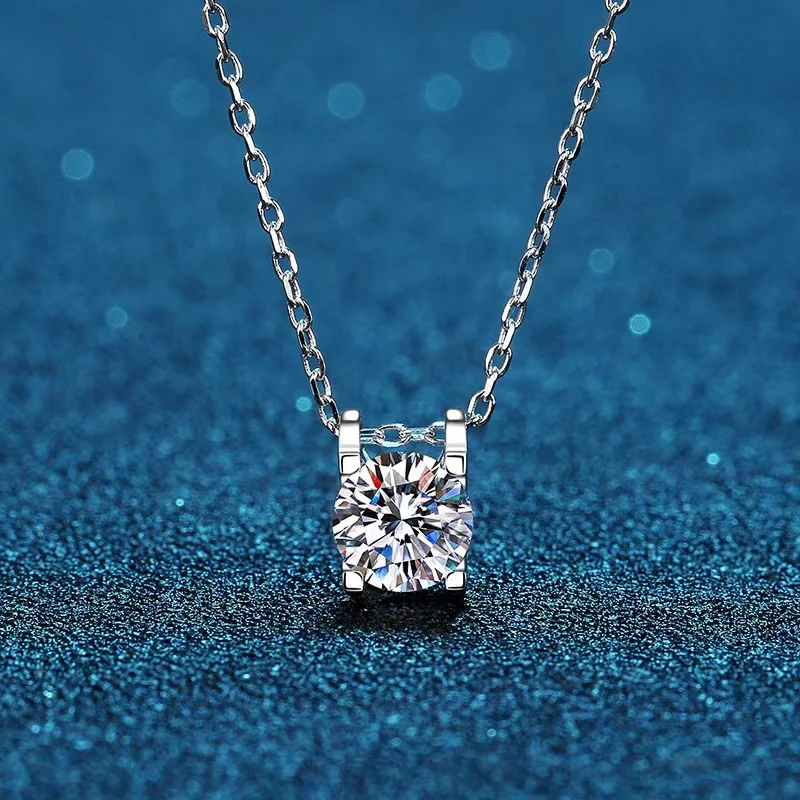 

Ожерелье женское из серебра 0,8 пробы с муассанитом, 100%-2 карата