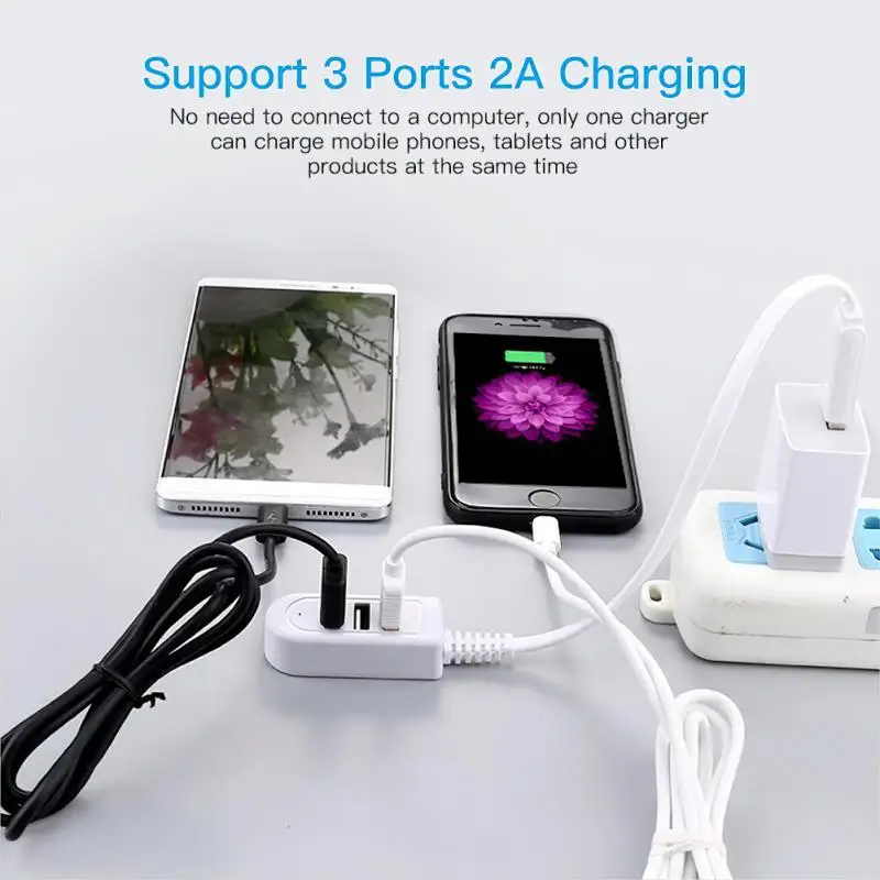

3USB Multifunctional 3A Charger Converter With Power Adapter USB 2.0 Multiple Hubs USB Distributor For Computer Accessories
