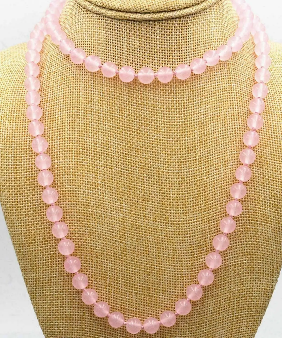 

Long 32'' 10mm Natural Pink Jade Round Gemstone Beads Necklace