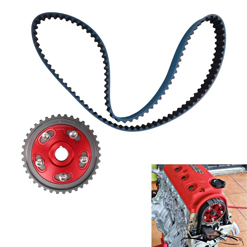 

Racing Timing Belt + Adjustable Cam Gear Kit For Honda Civic D16 D16Z D16Y 92-00 Red