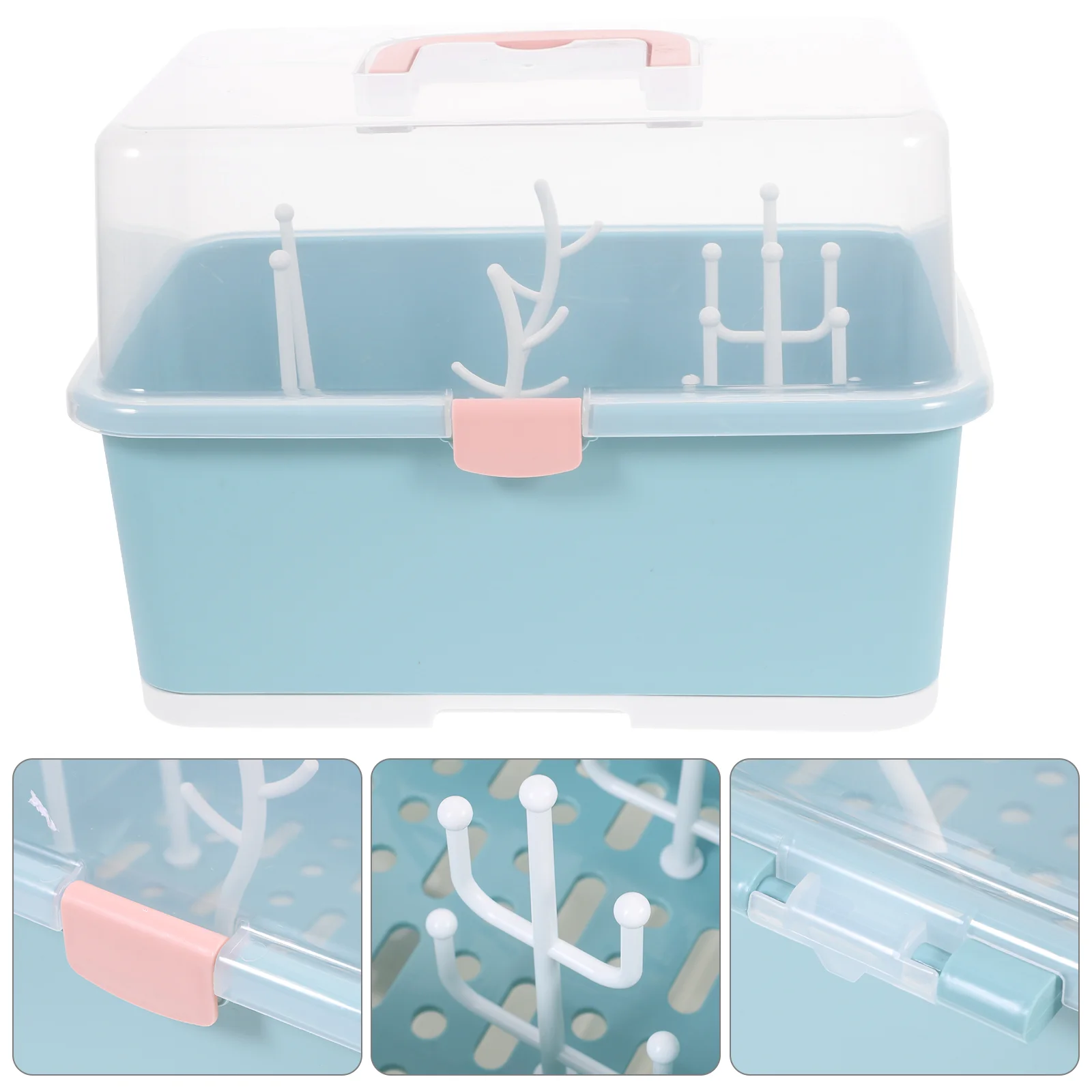 

Storage Box Baby Bottles Drainer Container Tableware Dust-proof Breastfeeding Supplies Drying Rack Organizer Portable Dryer