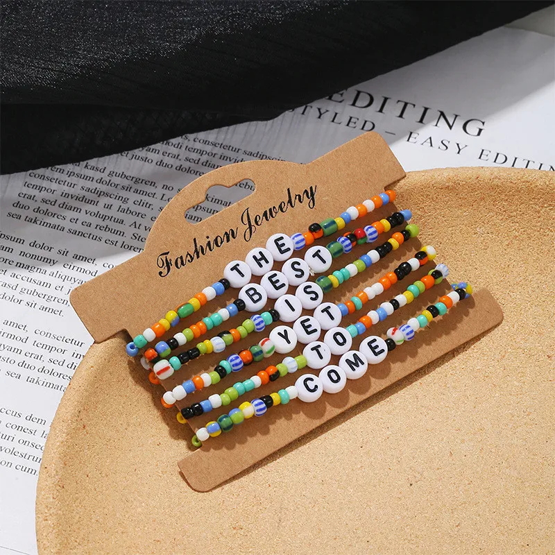 Модный браслет в стиле бохо 6 шт./компл. с бусинами и буквами оригинальный